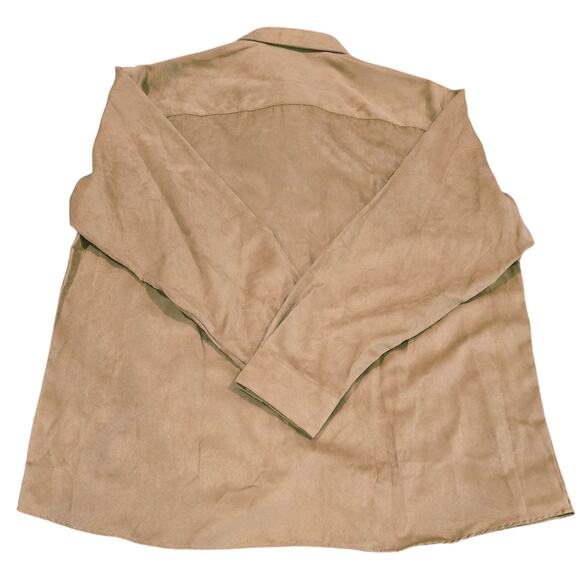 NWT Kenneth Cole Reaction 60's LS Button Down Dress Shirt Brown Faux Suede XL - Picture 2 of 6